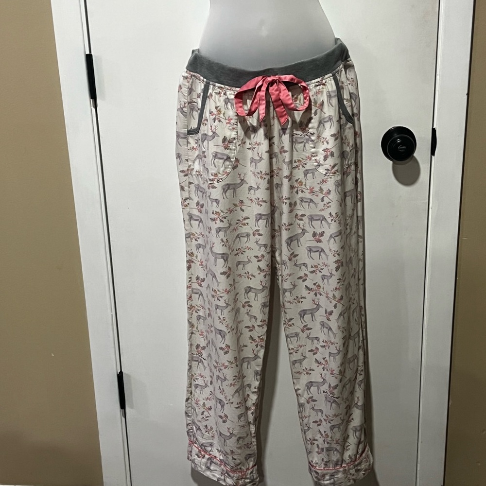 Victoria's Secret Cream Pajama Pants with Pink Drawstring